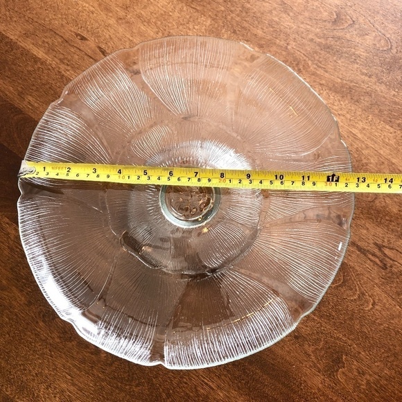 Arcoroc, France, FLEUR, Clear, Glass, Cake Stand, Vintage, 12.5" Nice Condition - Picture 9 of 11